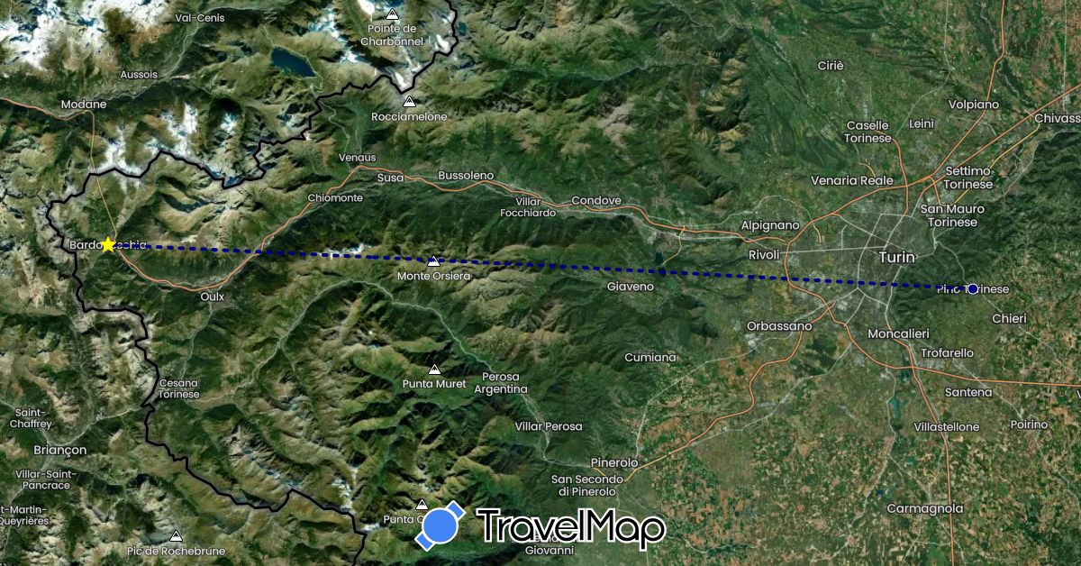 TravelMap itinerary: driving in Italy (Europe)