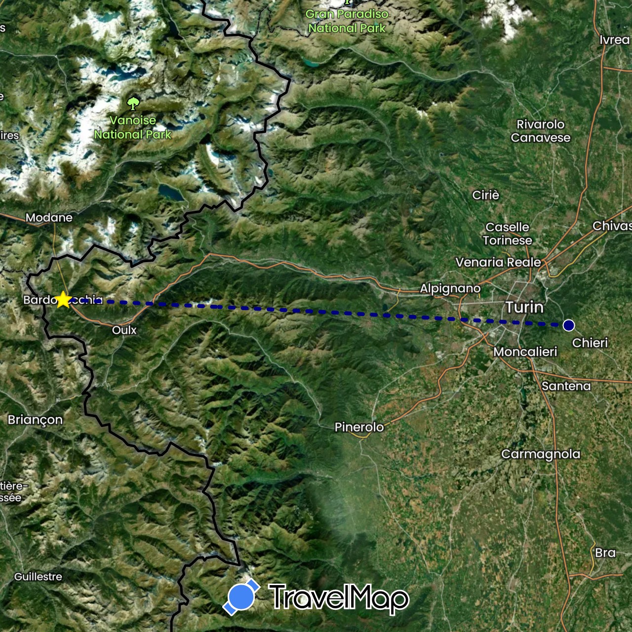 TravelMap itinerary: driving in Italy (Europe)